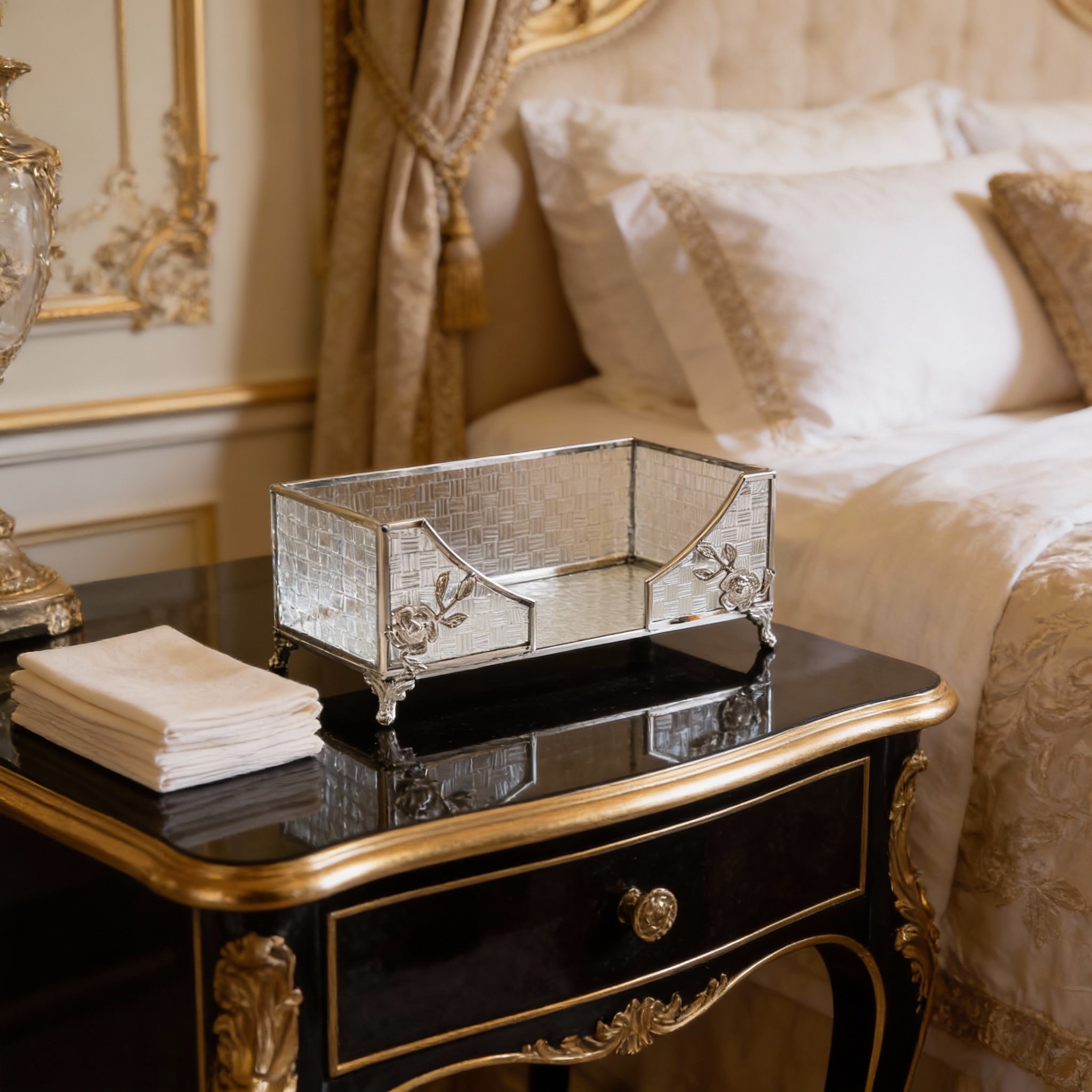 Doree Metal-Trim Napkin Box