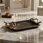 Noir & Gold Rectangular Serving Tray