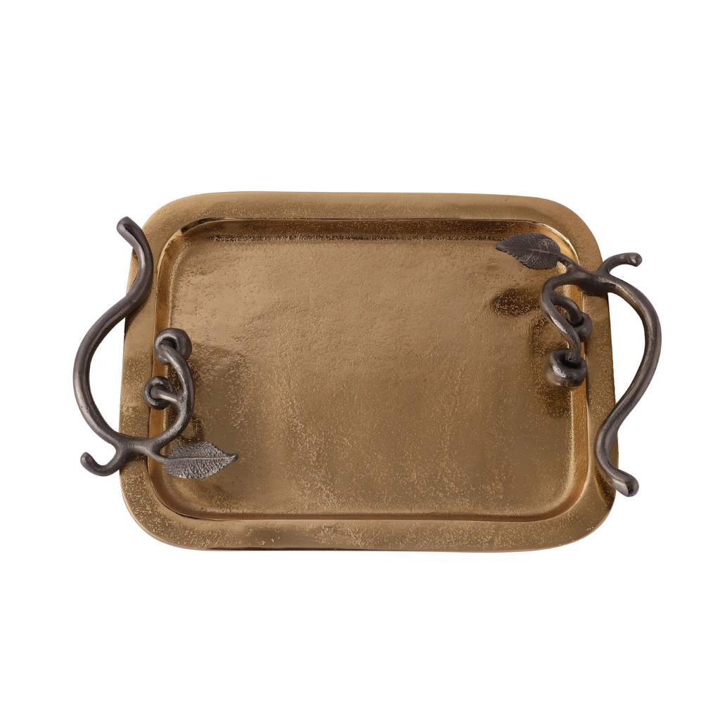 Noir & Gold Rectangular Serving Tray