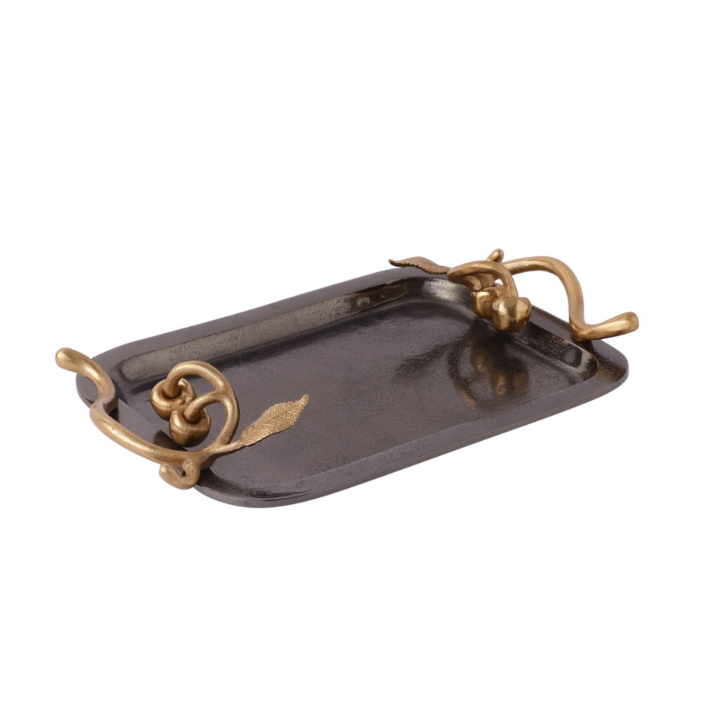 Noir & Gold Rectangular Serving Tray